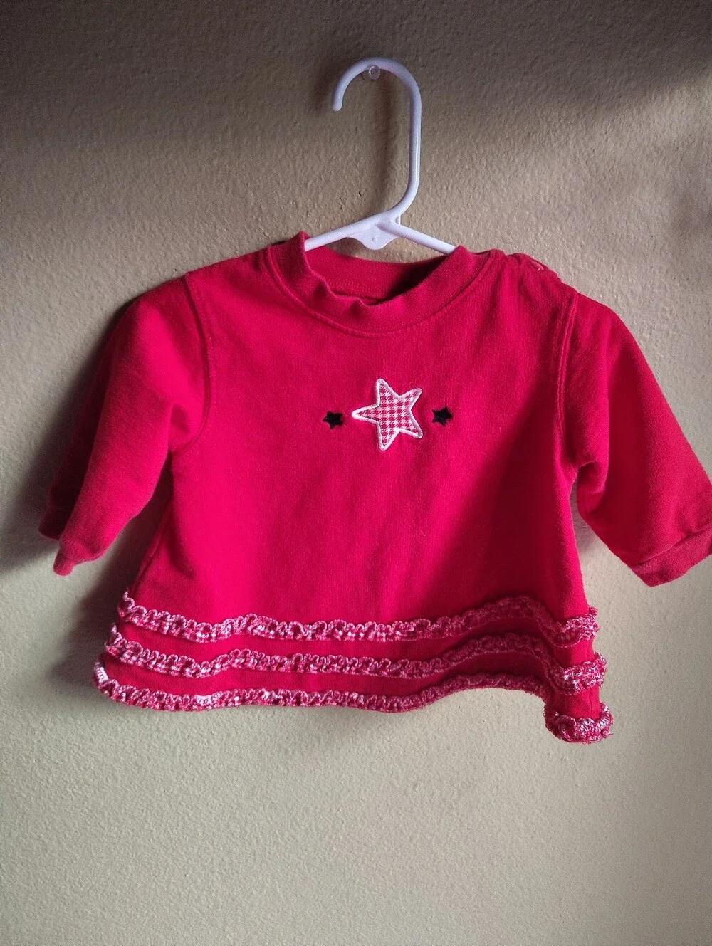 Vintage 90's Gymboree Rainbow Tag Infant Girl's Heart & Star Red Overall Set